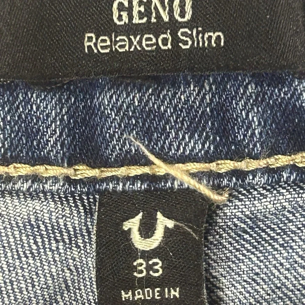 True Religion Geno Relaxed Slim Jeans‎ Mens 33 Flap Pocket Medium Wash Denim